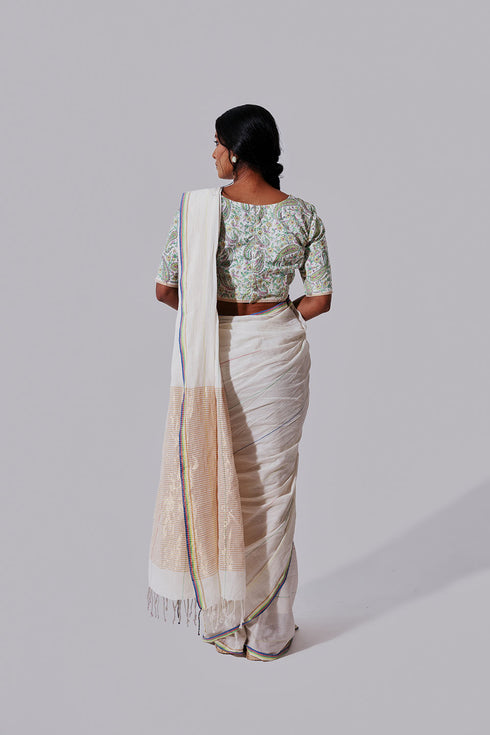 MUKKUTTI CHELA with Paisley Hand Block Printed Blouse